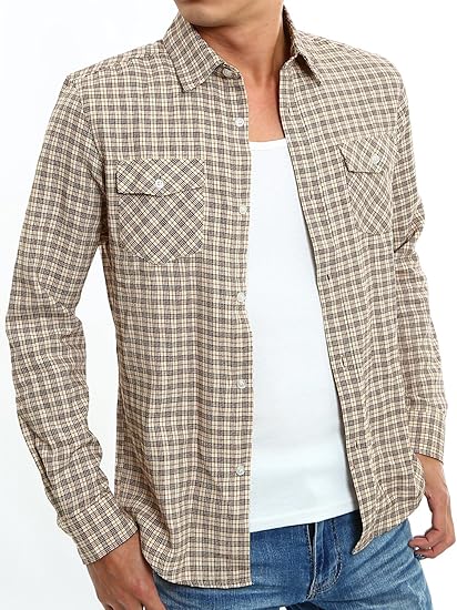 Amazon インプローブス スリム チェックシャツ 長袖 チェック柄