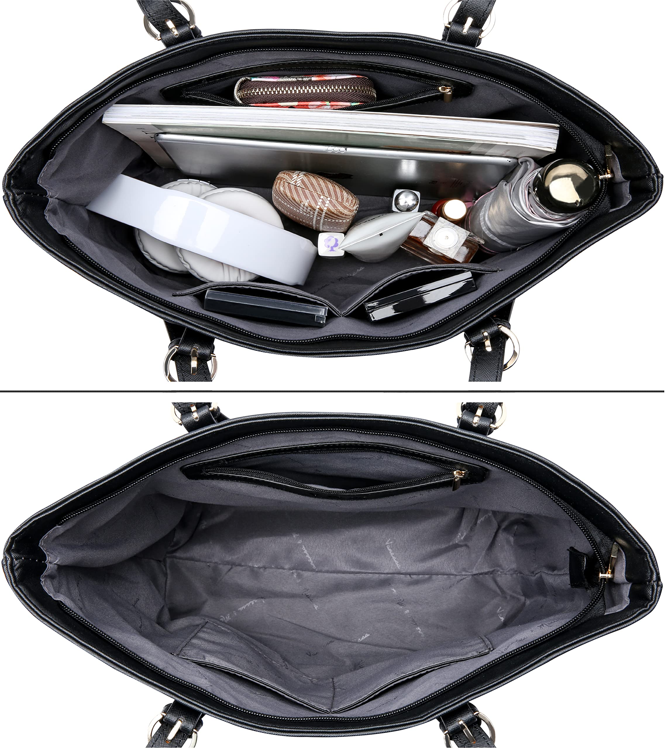 Vanessa & Melissa® Damen Shopper klassisch elegante Handtasche Henkeltasche Schwarz