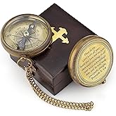 God is My Guide Brass Compass Gift with Display Box - Engraved Scripture Prayer Compass Religious Gift for Men & Women - Baptism, Confirmation, Communion Compass for Boys Graduation Gift