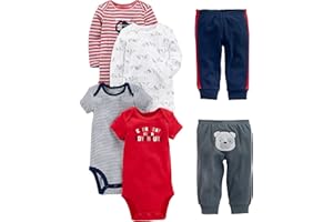 Simple Joys by Carter's Baby Boys' 6-Piece Bodysuits (Short and Long Sleeve) and Pants Set
