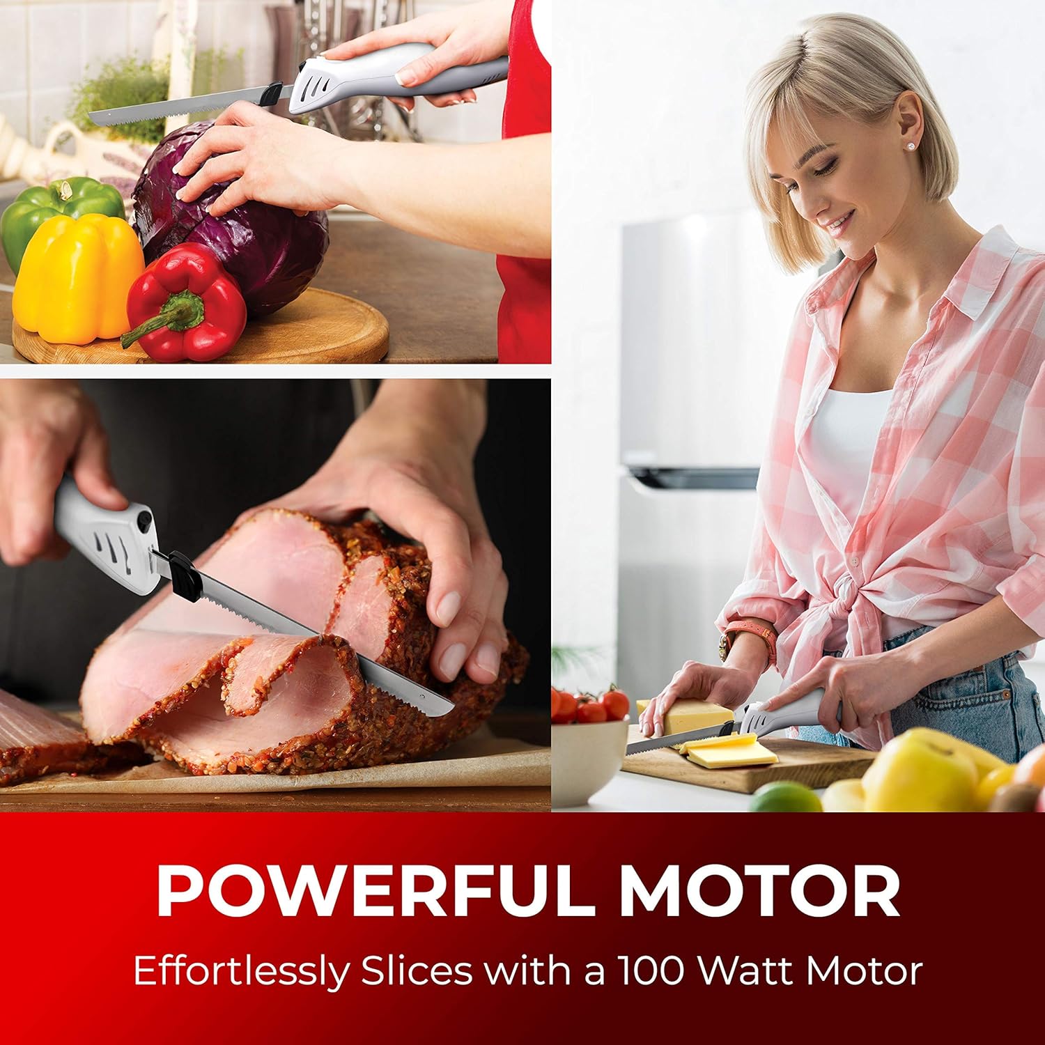 Mueller Ultra-Carver Electric Knife 100W, for Carving Meats, Poultry, Stainless Steel Blades, Powerful Motor, Ergonomic Handle, One-Touch On/Off Button, Blade Release Button, Dishwasher Safe, White: Kitchen & Dining