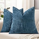 decorUhome Spring Navy Blue Chenille Throw Pillow Covers 18x18 Set of 2 Textured Soft Cozy Slubby Couch Pillow Covers Modern Farmhouse Boho Decorative Pillow Cases for Bed Sofa Living Room