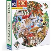 eeBoo Mushrooms and Butterflies 500 Piece Round Jigsaw Puzzle, 23" Diameter | Double coated, sturdy &amp; dust free pieces with a satisfying snap. Includes full color reference insert. Vibrant, original art