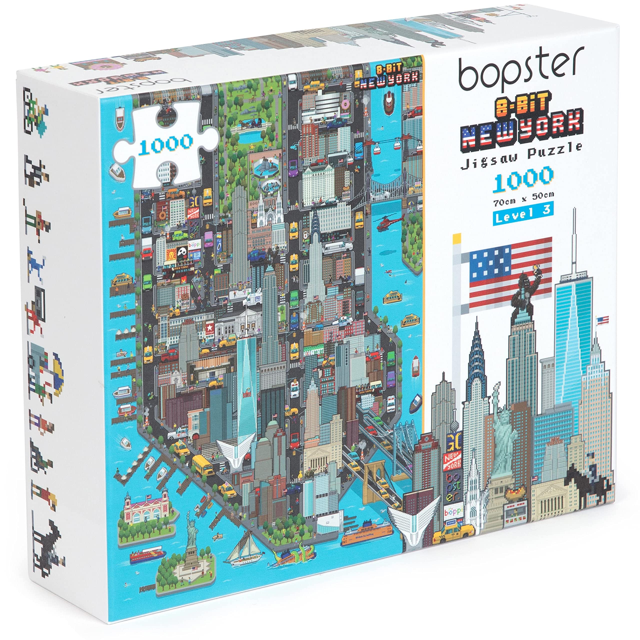 1000 Piece Jigsaw Puzzles for Adults - New York Puzzle 8-bit Retro Style - Jigsaws 1000 Pieces for Adults New York Gifts - Made with 100% Recycled Cardboard - Level 3 by bopster