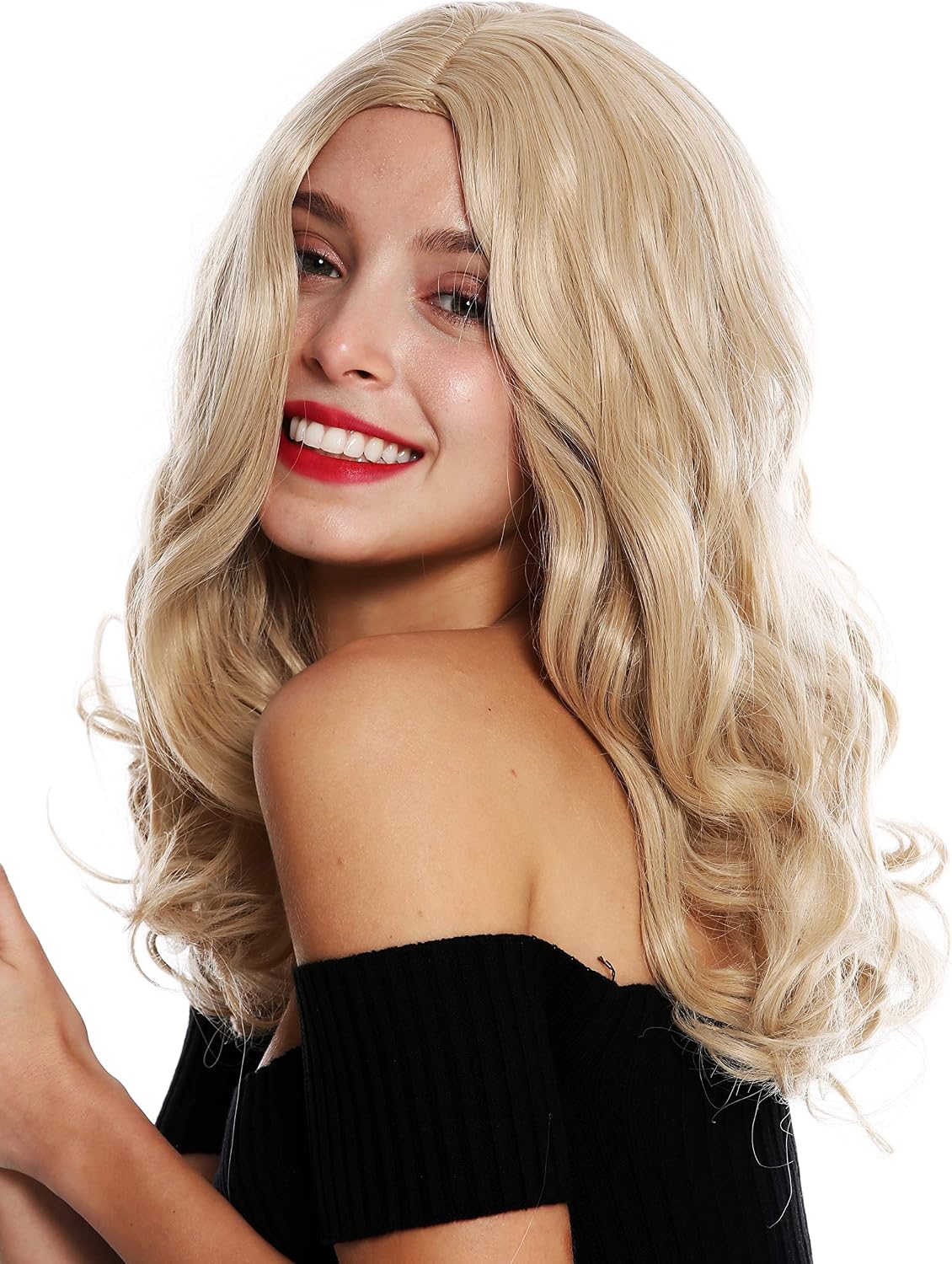 WIG ME UP - GFW3070A-18-613B women's quality wig long voluminous curly middle parting blonde light blonde light blonde mix