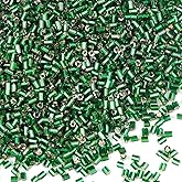 Yholin 6000pcs Green Bugle Beads Bulk, Embroidery Tube Short Beads for Jewelry Making, Bracelet,Necklaces Supplies,Craft DIY(3x2mm)