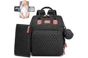 ROSEGIN Baby Bag for Girl Boy - Diaper Bag Backpack with Changing Pad, Pacifier Case, Diaper Backpack for Toddler, Travel Cute Diaper Bag for Mom Dad, 30L Large Capacity, Black