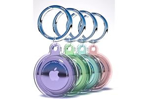 KAROTER Airtag Holder 4 Pack, Air Tags Keychain for Airtags Waterproof Full-Body Anti-Scratch Air Tag Tracker Case for Cat Dog Collar, Luggage, Car Keys (4 Colors)