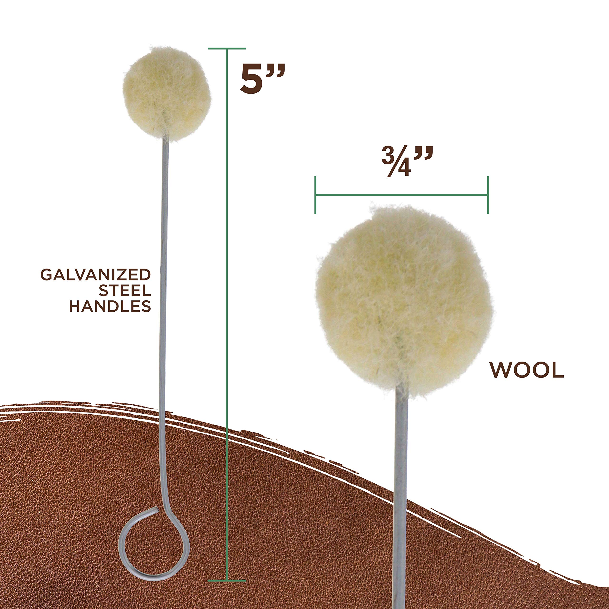 TCP Global Wool Daubers Ball Brush (Pack of 100) - Applicator Tool for Leather Dye, Dying, Staining, Crafting, DIY Crafts Projects, Gluing, Contact Cement, Shoe Shine Polish - Daub, Swab, Wipe, Spread