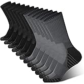 BAMBOO COOL Men's Crew Socks Athletic Running Sports Socks, Cushioned Moisture Wicking, Breathable Arch Support 6 Pack