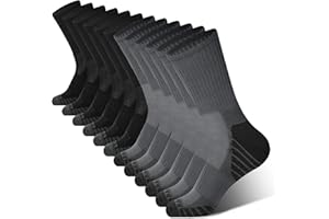 BAMBOO COOL Men's Crew Socks Athletic Running Sports Socks, Cushioned Moisture Wicking, Breathable Arch Support 6 Pack