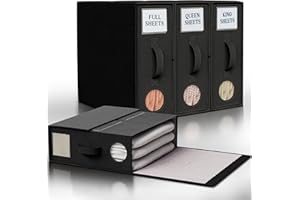 Neat Locker 4 Pack Bed Sheet Organizer Foldable Box - Linen Closet Organizer with Window and Labels -Durable Bed Sheet Folder, Versatile Bedding Storage for Full King Queen Size, Pillow Covers, Towels