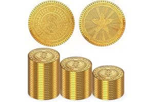 Byhoo Lot de 50 pièces de monnaie en métal doré DND, outil de soulagement du stress, avec pochette en velours à cordon pour j