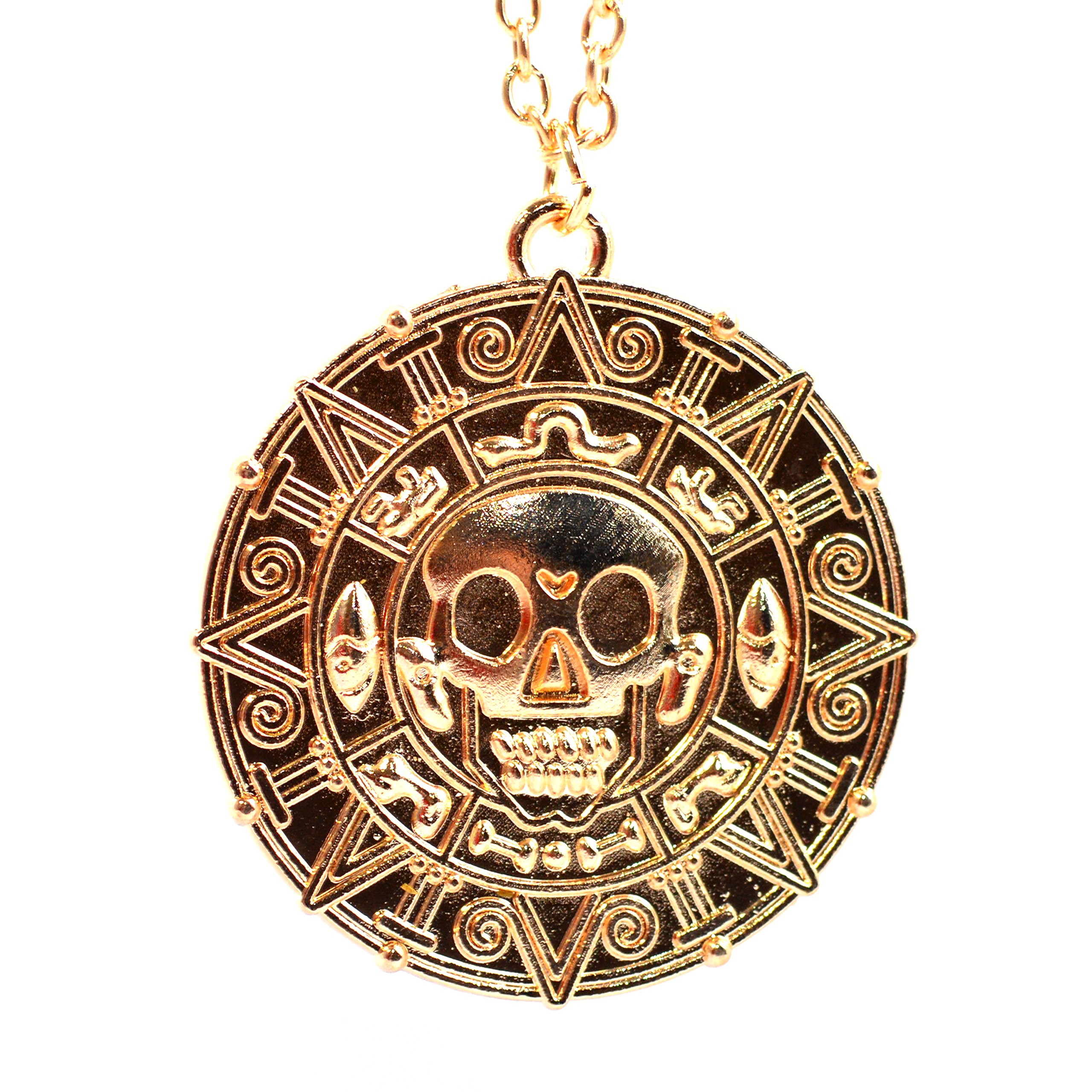 Beaux Bijoux - Pirates Aztec Coin Medallion Skull Charm Necklace โ image 1