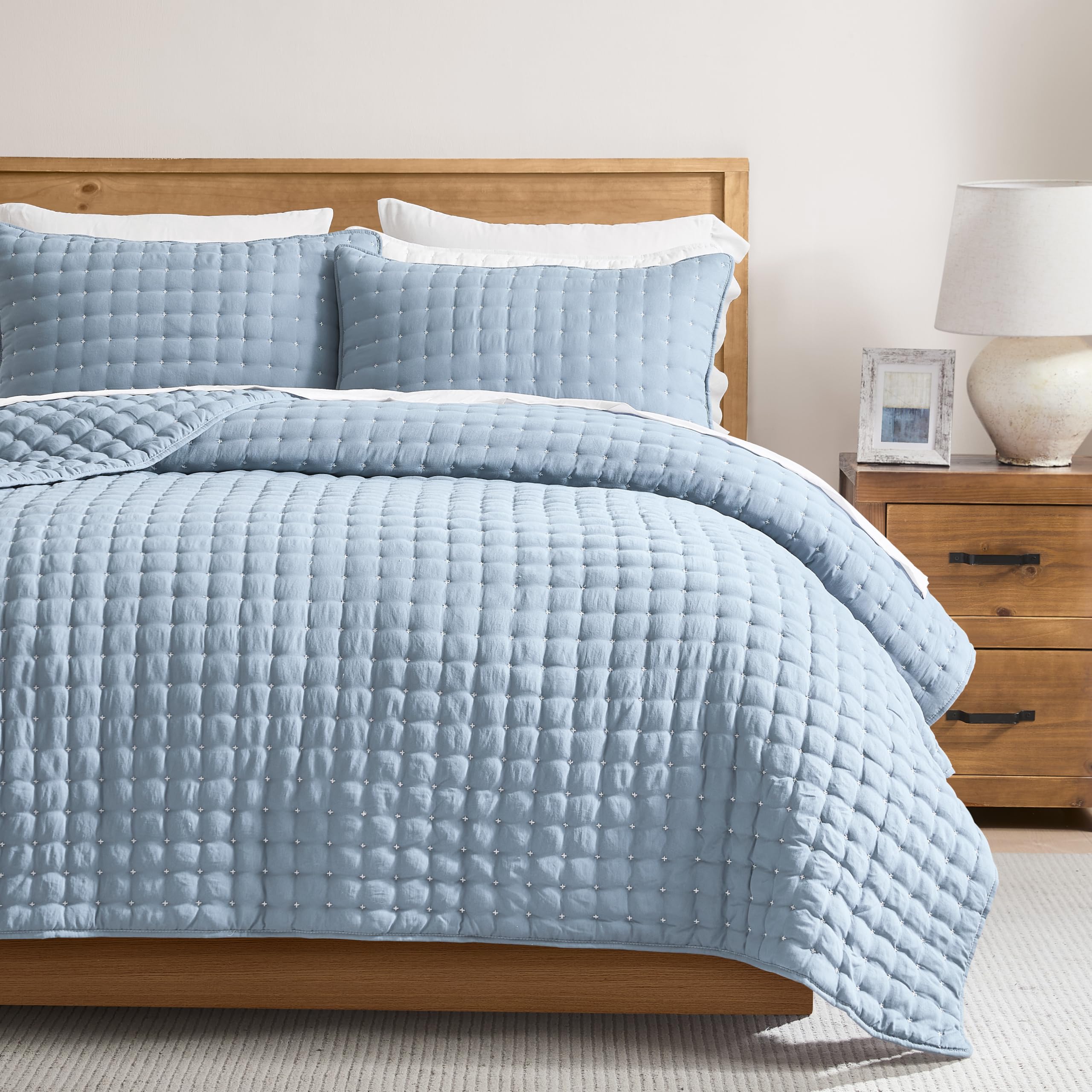 Green California Cal King Size Quilt Bedding Sets with Pillow Shams, Dark Sage Olive Oversized Lightweight Bedspread Coverlet, Quilted Blanket Thin Comforter Bed Cover, 3 Pieces, 118x106 inches