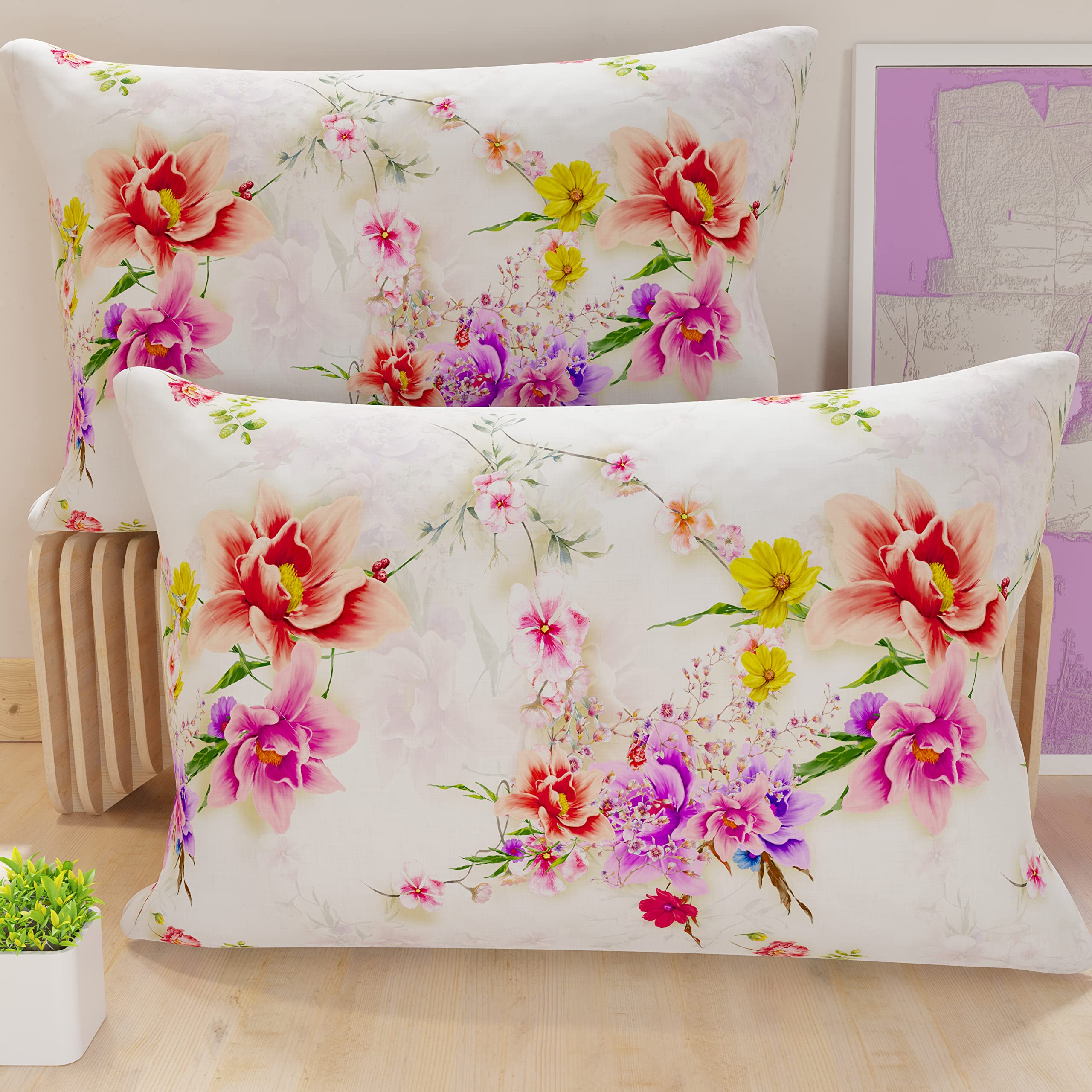 PETTI Artigiani Italiani - Bed Pillowcases, Pair of Pillowcases 50 x 80 cm, Pillow Case, Hypoallergenic Microfibre Pillowcases, Made in Italy, Spring White Pillowcases