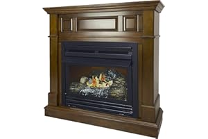 Pleasant Hearth 42 in. Liquid Propane Intermediate System 27,500 BTU Vent Free Fireplace, Heritage Oak