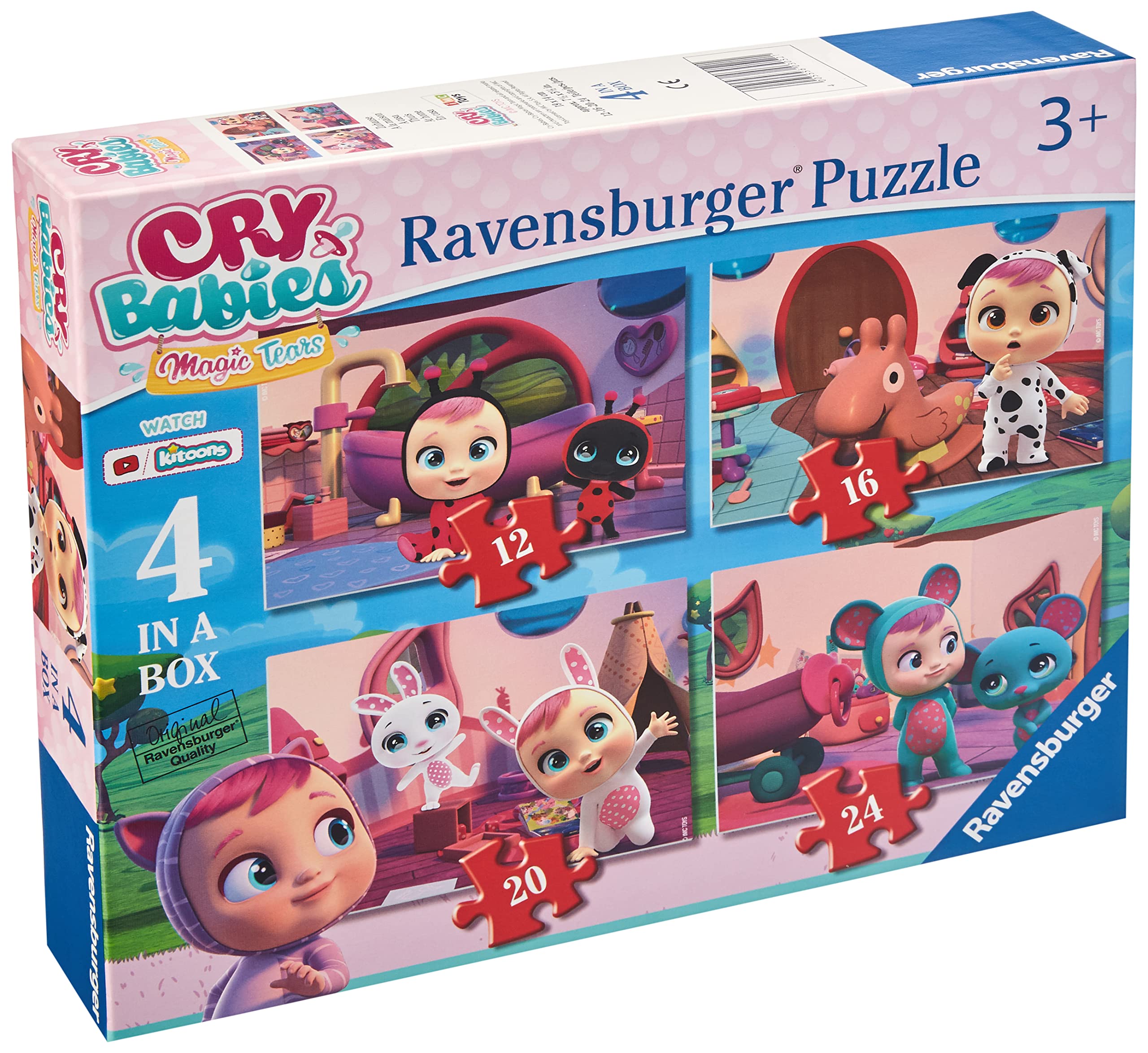 Ravensburger - Crying Babies 4 in 1 Puzzle, Puzzle for 3+ Year Olds, Educational and Stimulating Game, 4 Puzzles of 12, 16, 20, 24 Pieces