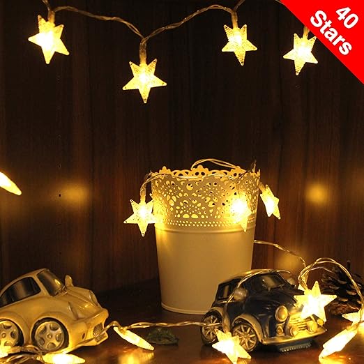 Lichterkette Sterne Von Mycozylite Led Lichterkette Mit Batterie 40 Warmweisse Sternen Blinken Fur Kinderzimmer Geburtstag Wand Urlaub Dekoration 5m Amazon De Beleuchtung
