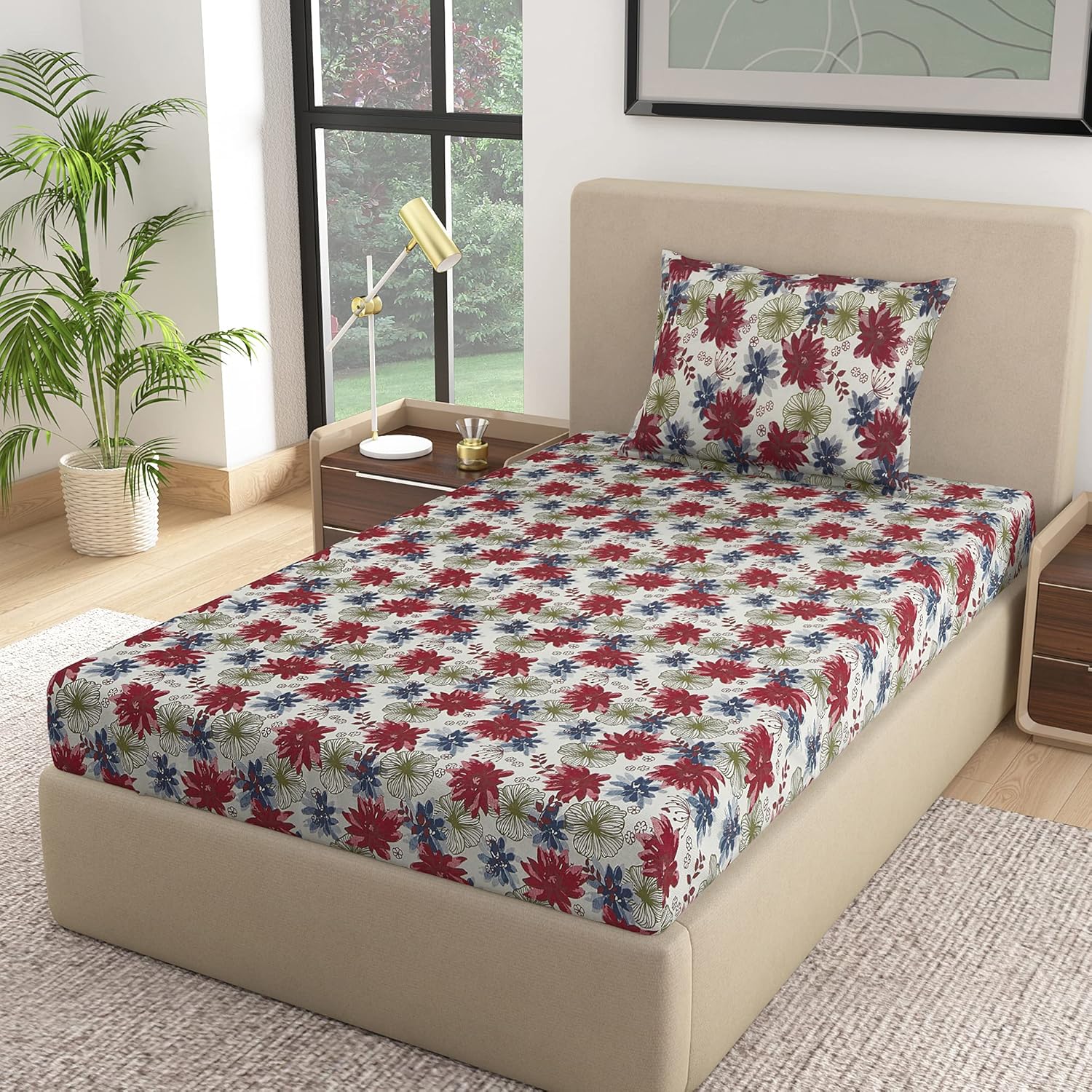 Dreams Cotton Satin Jacquard Fabric Bed Sheet Regal Design Includes 1