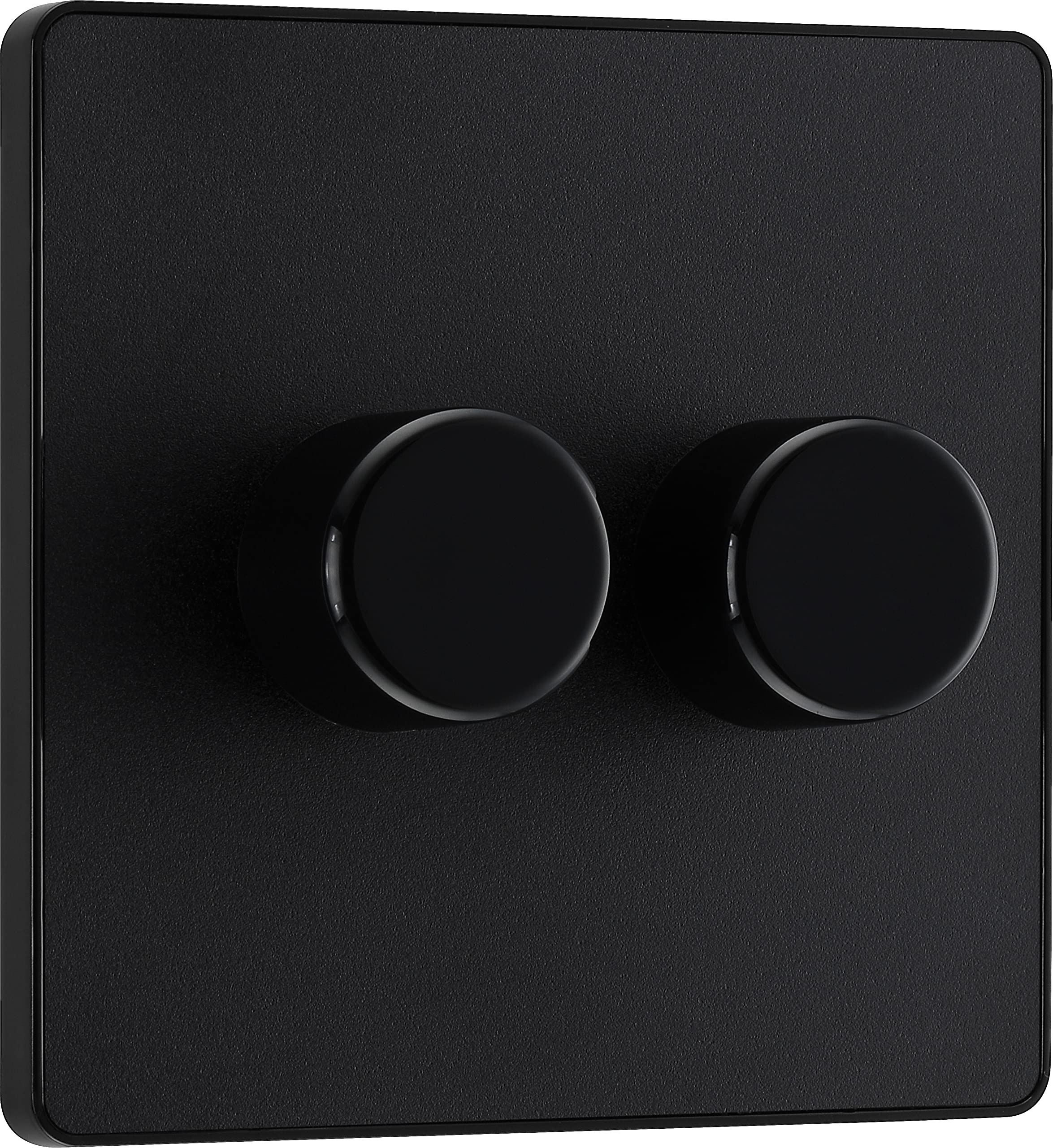 BG Electrical Intelligent Double Wall Dimmer Switch, 2 Way, Screwless Front Plate, Evolve, Matt Black, 200W, PCDMB82B