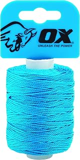 OX Pro Nylon Builders Line 105m 350ft High Visibility Cyan for Construction