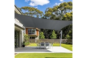 Cool Area Sun Shade Sail 12x16FT Rectangle Shade Canopy Outdoor Sunshade for Patio Backyard Garden, Dark Grey
