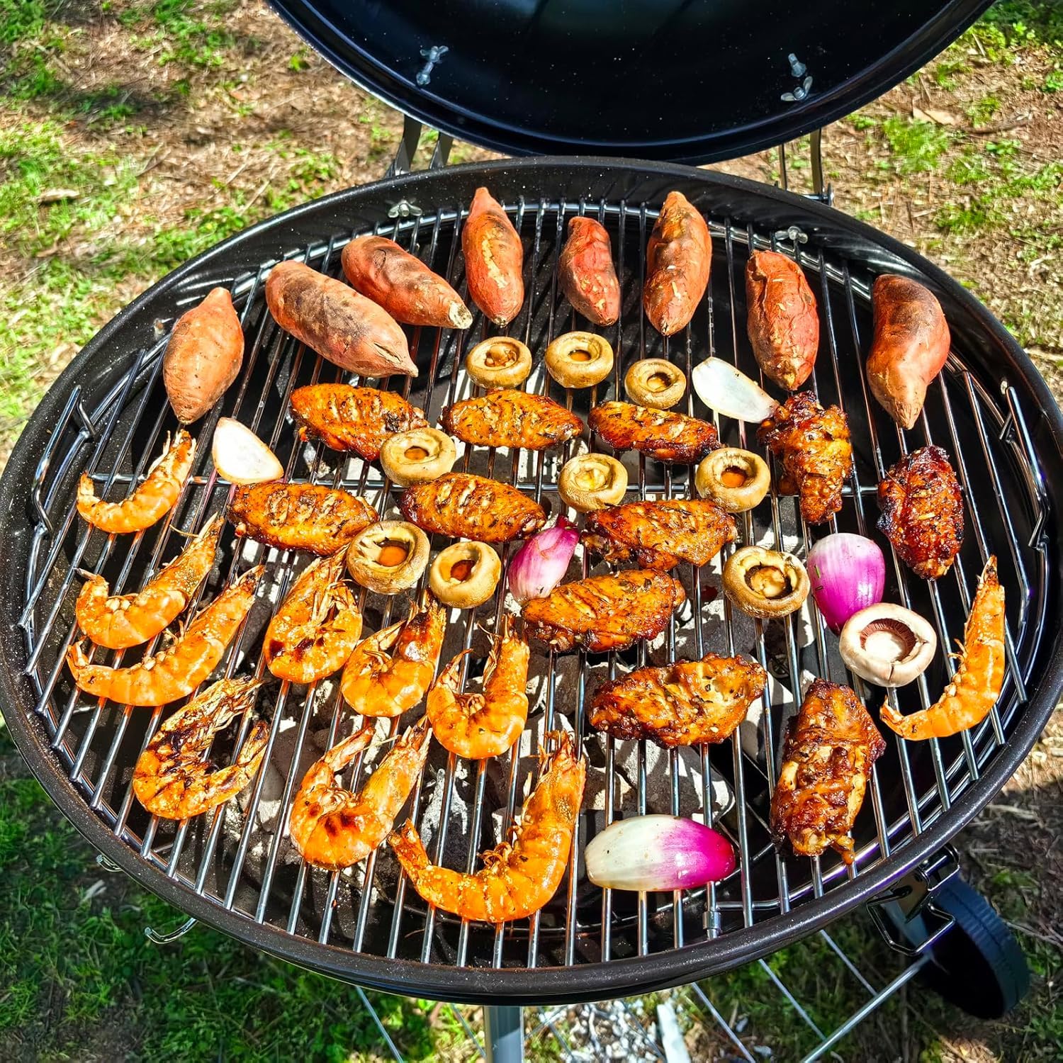 54,6cm 7436 Grillrost Rund Klappbarem für Weber 57cm Holzkohlegrills, Grillrostersatzteil für Weber One-Touch, Performer,Bar-B-Kettle and Master-Touch,Smokey Mountain Cooker Smoker,Ersatzteile Zubehör 8