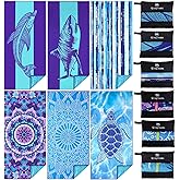 Qinqinamu 6 Pack Microfiber Oversized Lightweight Beach Towel 71x32 Extra Thin Large Sand Free Towels Travel Swim Pool Yoga Gym for Adults Women Men Beach Essentials Accessories Vacation Gift