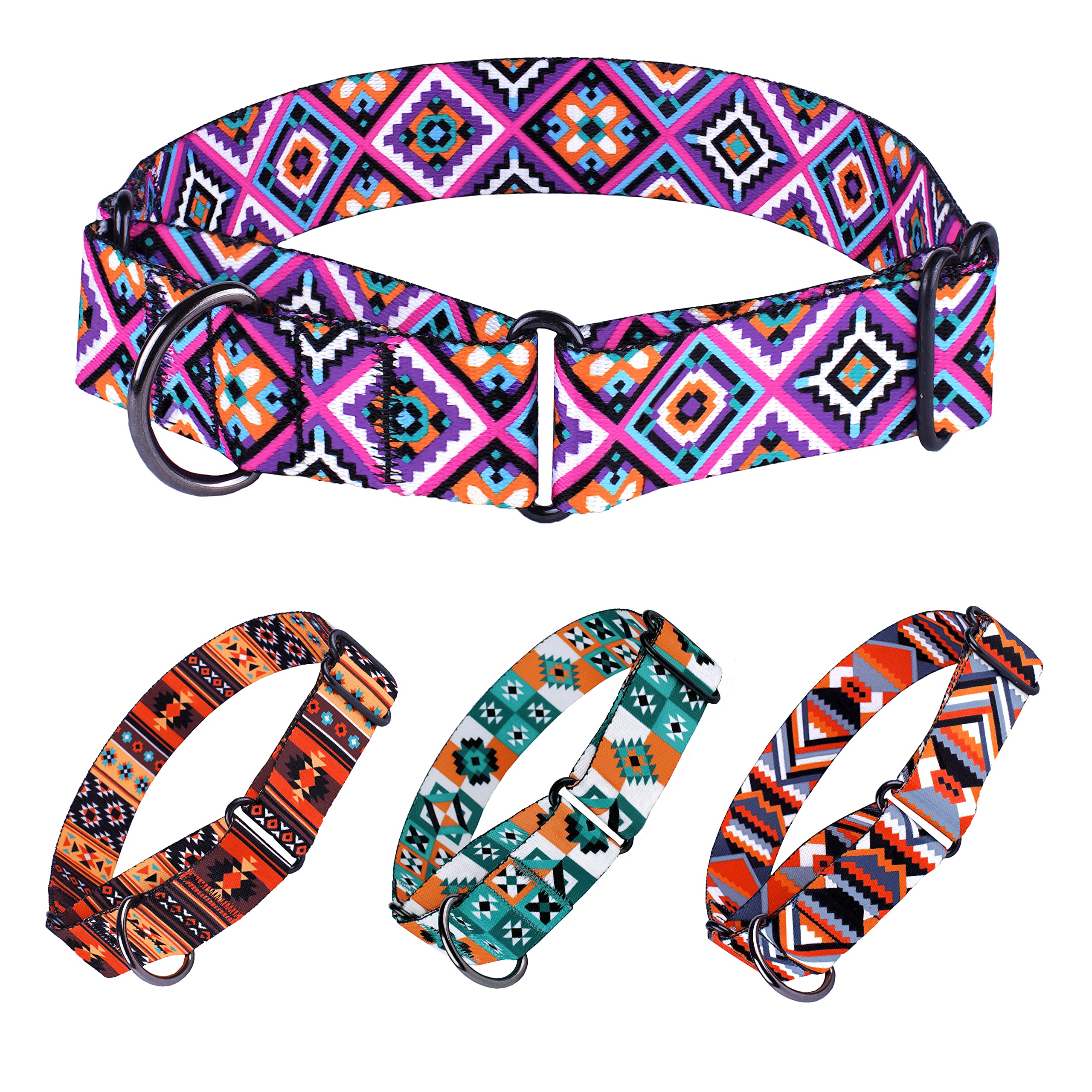 Murom Martingale Collar for Dogs Small Medium Large Tribal Geometric Pattern Training Wide Collars Puppy Adjustable Heavy Duty (Aztec, 19-24 inches)