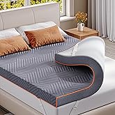 EnHomee Memory Foam Mattress Topper,4 Inch Queen Mattress Topper Pressure Relief with Cooling Gel and Removable & Washable Embossed Cover, CertiPUR-US & Oeko-TEX Certified, Grey, Queen