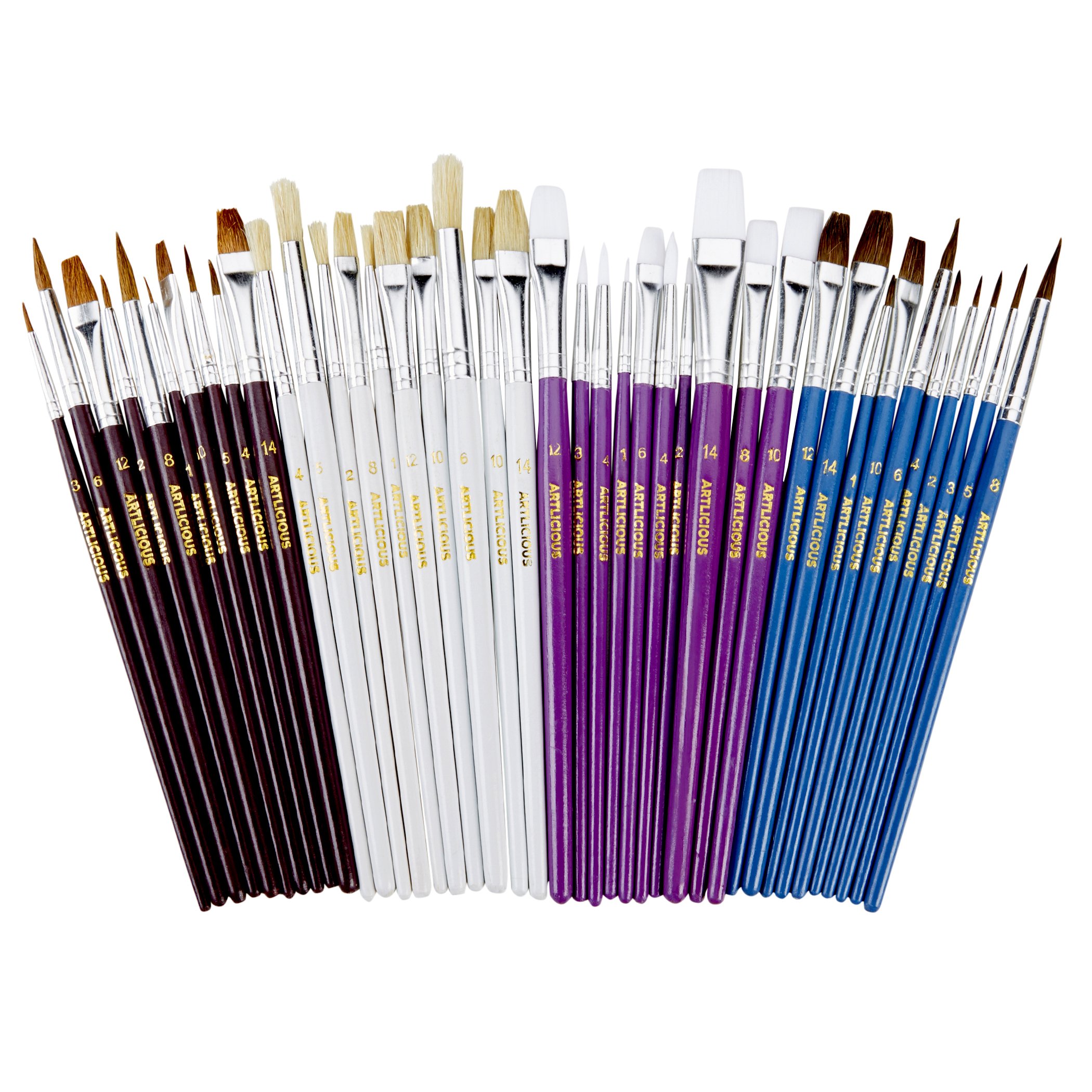 Artlicious 40 Paint Brush Super Pack Great with Acrylic, Oil
