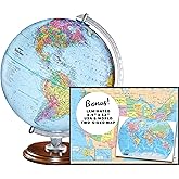 Replogle Student - Educational Classic World globe, Blue Ocean, Raised Relief feature, including a bonus map, made in USA, 12"/30cm diameter