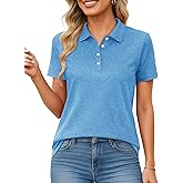 MAGCOMSEN Women's Polo Shirts Short Sleeve Quick Dry Golf T-Shirts Collared Golf Tops for Work Casual 4 Buttons