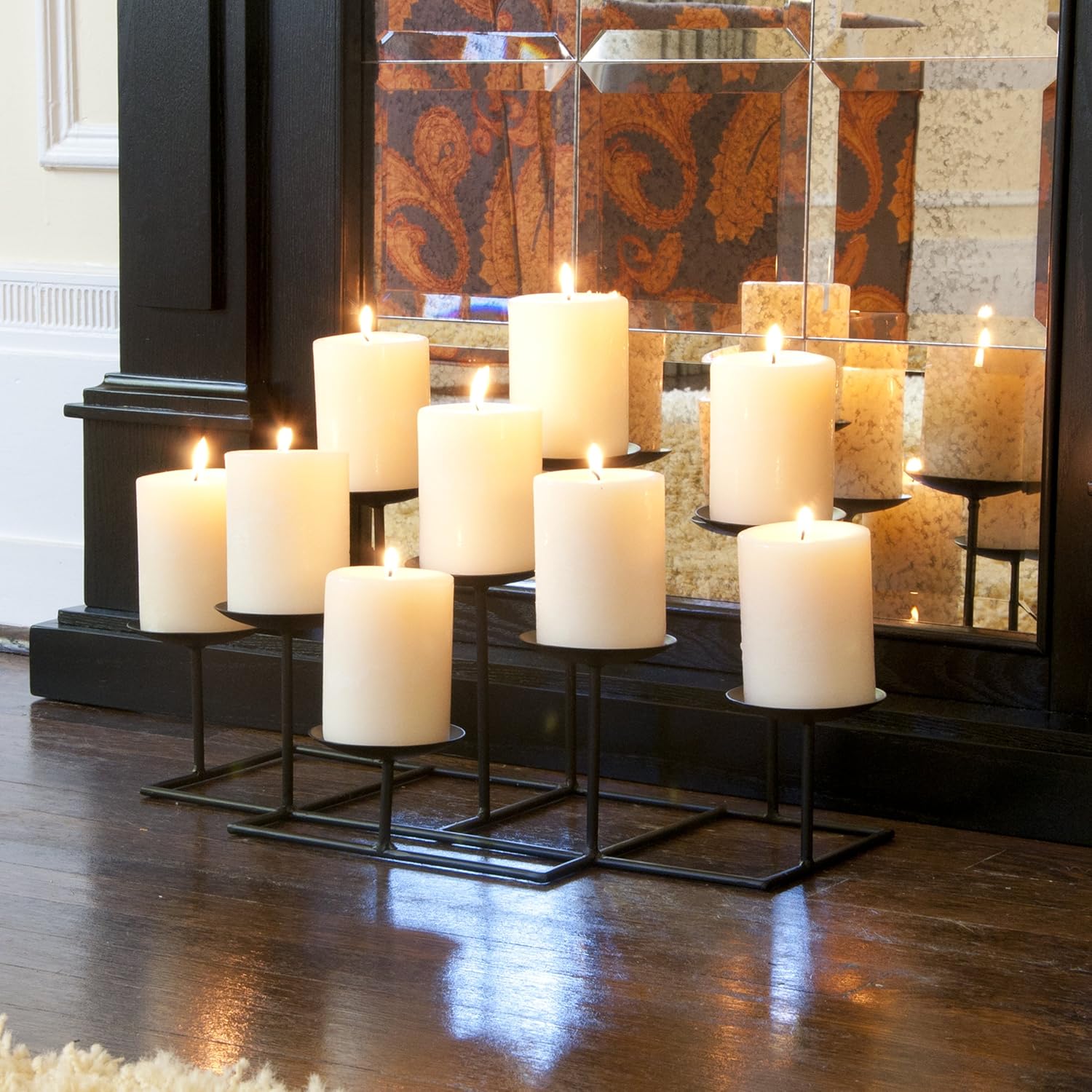 SEI Furniture 9 Candle Wrought Iron Candelabra, Matte Black: Furniture & Decor