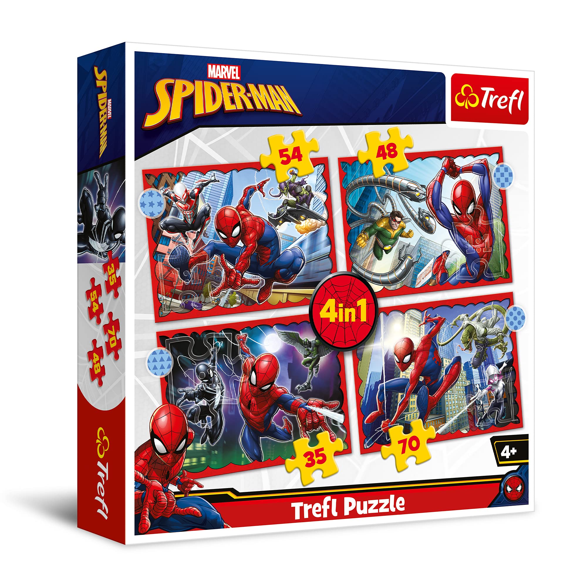 Trefl 4-in-1 Spiderman Puzzle - 207 Pieces, 4 Sets, Ages 4+