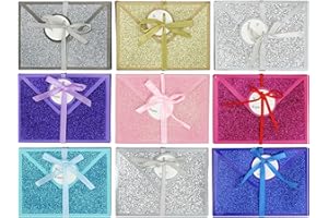 Iconikal 9-Pack No-Mess Glitter Decorative Wrapped Gift Card Holder Boxes with Ribbons Elegant Birthday Corporate Holiday Mother's Father's Day