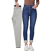 Fakanhui Women's Fleece Lined Jeans Winter Thermal Jeans Denim Skinny Warm Jeans