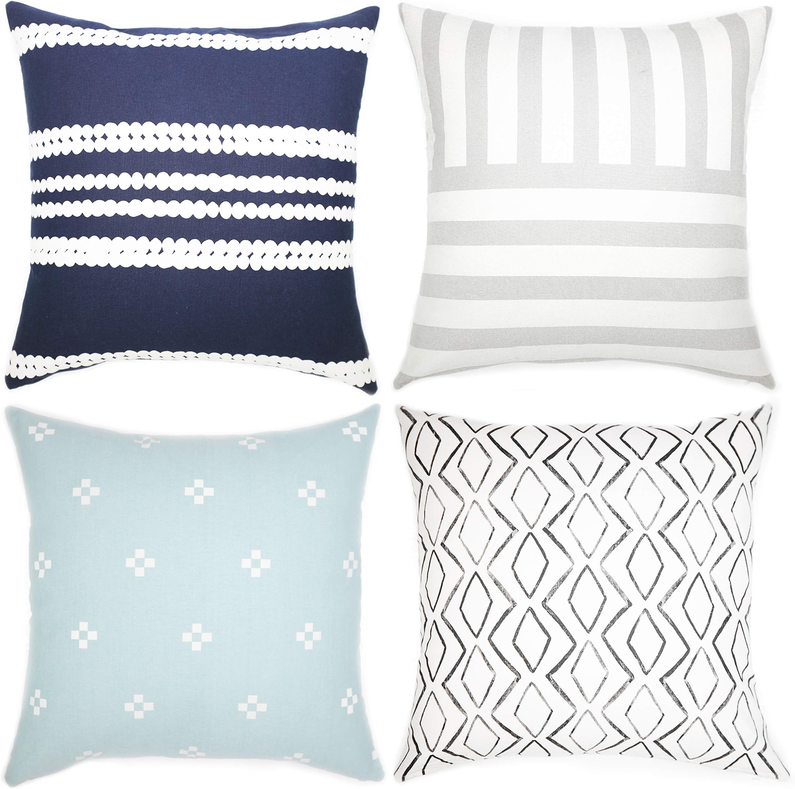 Woven Nook Decorative Throw Pillow Covers, Brighton Style, 18 x 18 Inches (Set of 4)