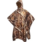 AUSCAMOTEK Camouflage Rain Poncho Hooded Waterproof Camo Raincoat with Blind Pattern for Hunting Hiking Camping Fishing