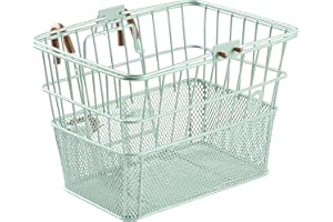 Retrospec Apollo Detachable Front Bike Basket Steel Half-Mesh with Integrated Detachable Hooks and Built-in Handle, Easy Asse