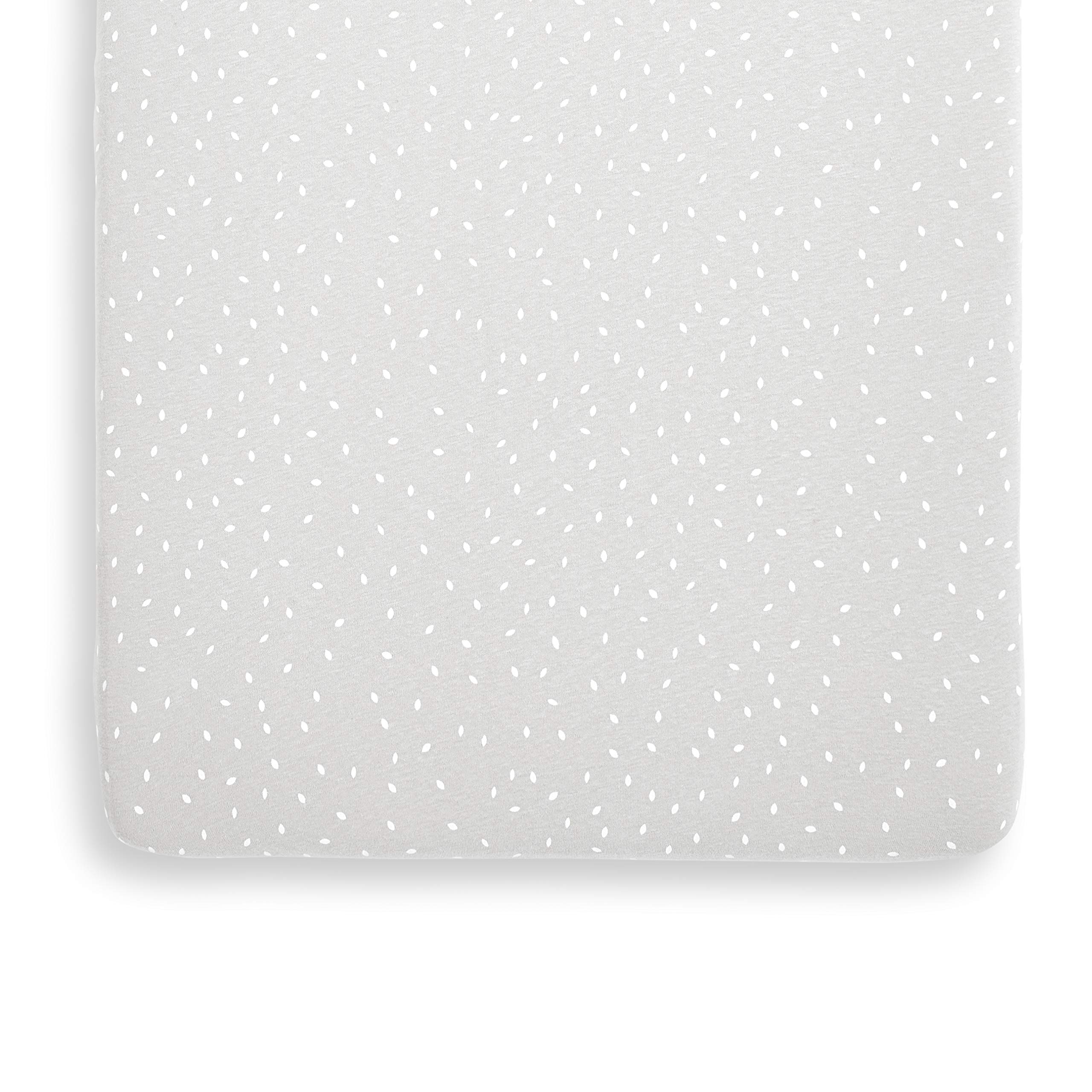 The Little Green Sheep Printed Linen Crib Sheet, Lightweight & Breathable, Dove with White Rice Print
