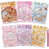 DIY 3D Sticker for Kids, 6 Sets of Cute Stickers for Girls Kids Fun Scenes Stickers Adult Isometric Sticker Scene Reuseable Waterproof Stickers