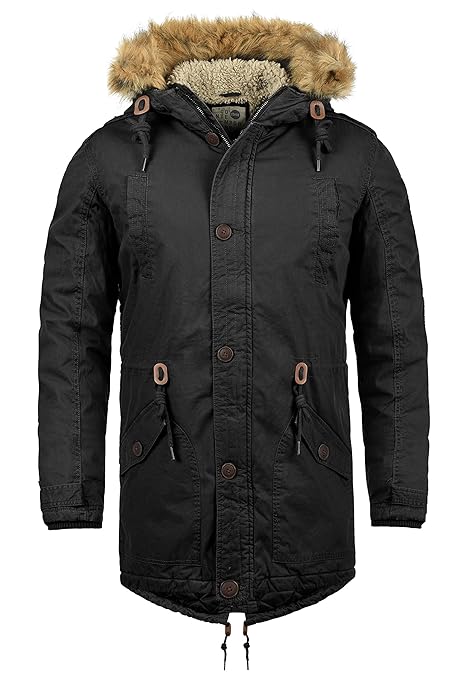 !Solid Clarki Teddy Herren Jacke Parka Mantel Lange warme Übergangsjacke gefüttert mit Teddy-Futter und Fellkapuze