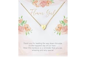 OSNIE Flower Girl A-Z Alphabet Pendant Necklace 14K Gold Plated Tiny Capital Letter Initial Heart Pendant Necklace Wedding Day Thank You for Being My Flower Girls Jewelry Gifts Proposal from Bride