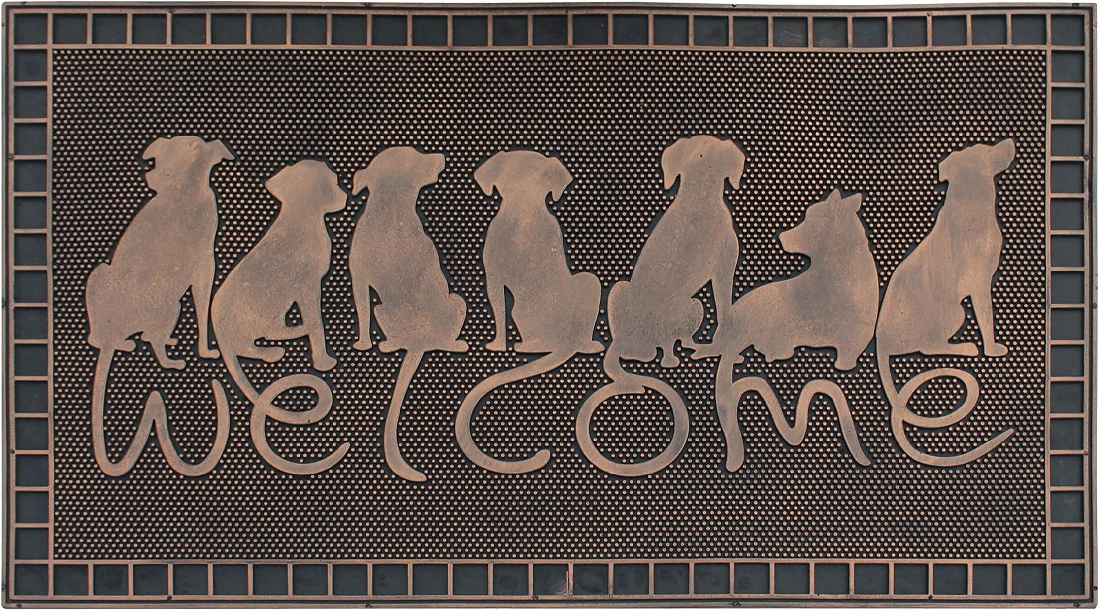 A1 Home Collections A1HOME200123 Doormat Rubber Pin Mat, Beautifully Copper Finished 18"X30", 18" X 30", Dog Tail Welcome Bronze
