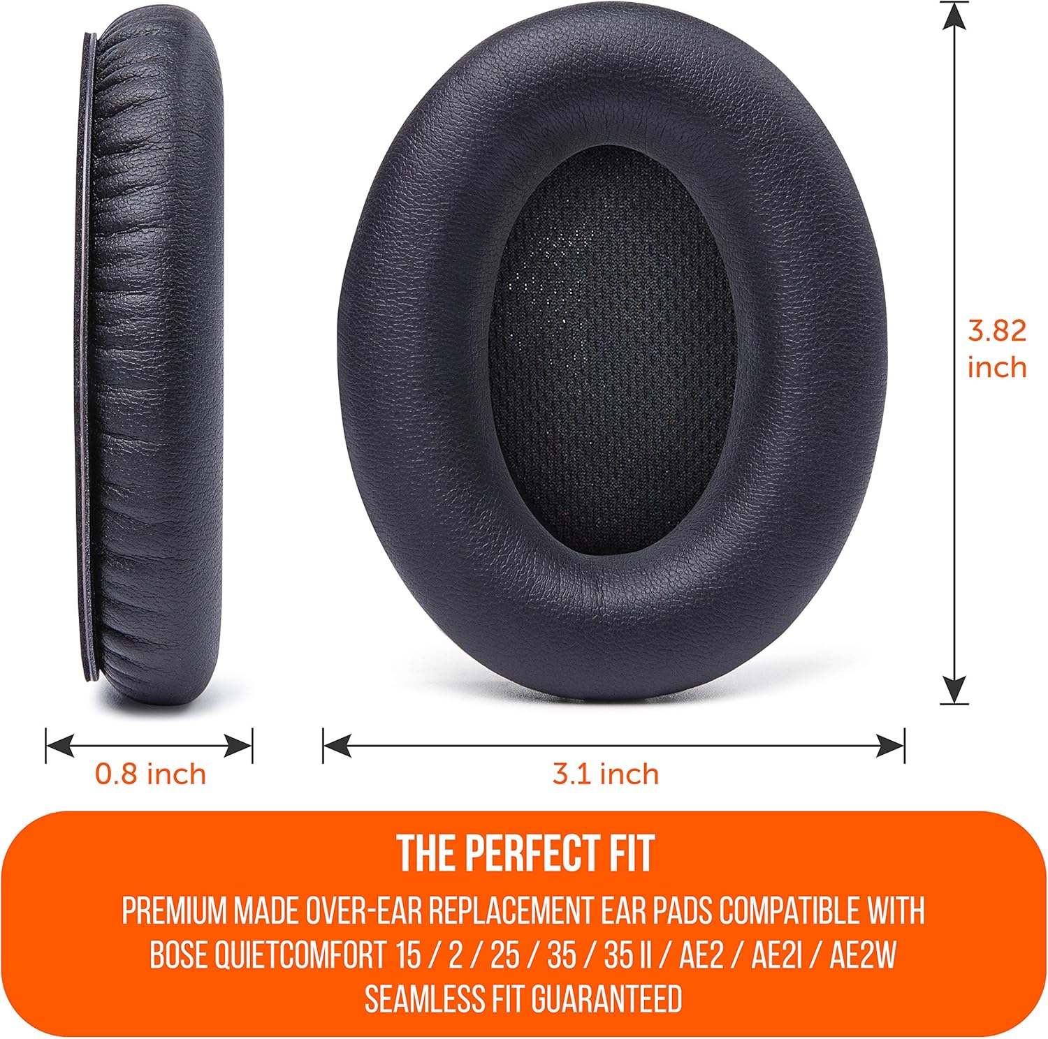 WC Upgraded Replacement Ear Pads for Bose QC15 Headphones Made by Wicked Cushions- Supreme Comfort - Compatible with QC25 / QC2 / AE2 / AE2i / AE2W - Extra Durable | Black: Electronics