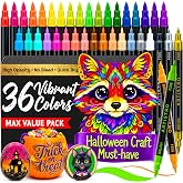 ARTISTRO 36 Multicolor Dual-Tip Acrylic Paint Marker Pens for Drawing | For Fabric, Rock, Glass, Wood, Arts &amp; Crafts Gift for Adults, Teens &amp; Kids, Pumpkin Decorating Kit &amp; Halloween Crafts