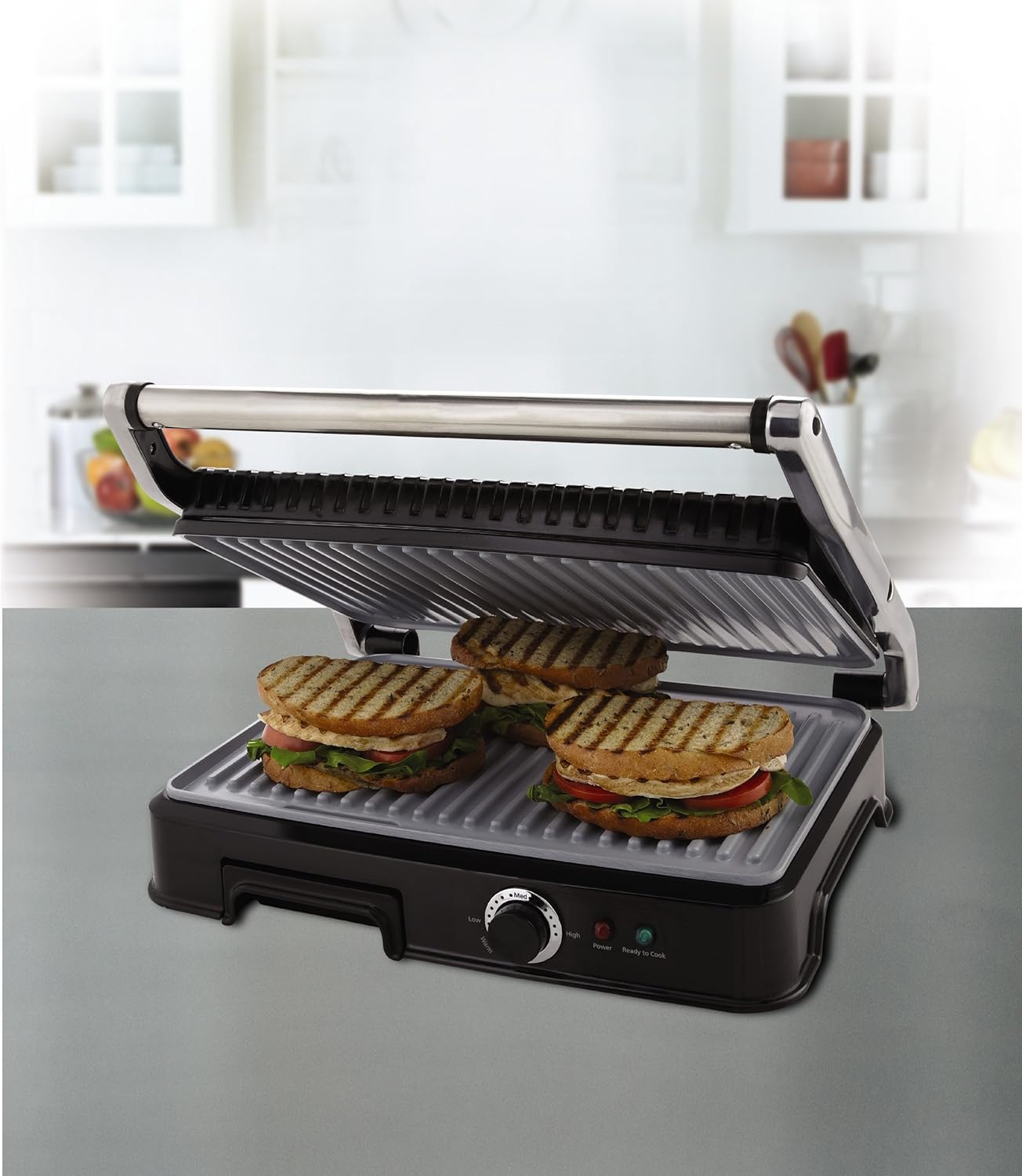 Cookware Oster CKSTPM6001ECO Extra Large DuraCeramic Panini Maker and