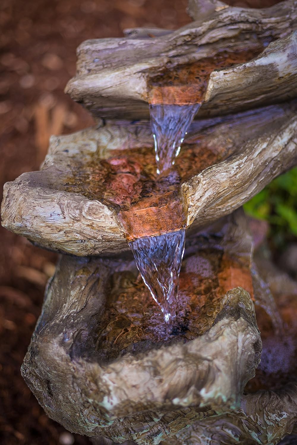 Small Indoor Outdoor Water Feature For Tabletops Adjustable Pump 11 Cedar Cove Log Fountain W Led Light Gardens Patios Fountains Kolhergroup Freestanding